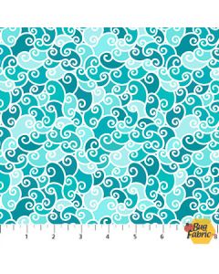 Enchanted Seas: Waves Aqua -- Northcott/Patrick Lose Fabrics 10055-61 - 25" remaining