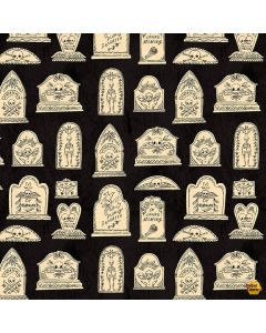 Boo! Gravestones -- Dear Stella Fabrics stella-dfg2461 black