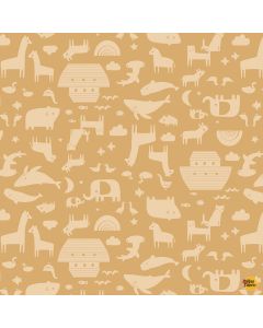 Noah's Ark: I Noah Guy Gold -- Dear Stella Fabrics stella-dlt3553 gold