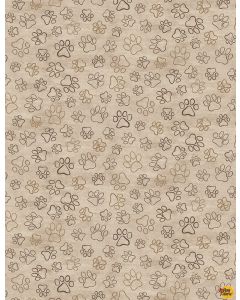 Dogs Rule: Dog Paw Prints Natural -- Timeless Treasures Fabric dog-c8556 natural 