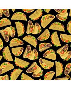 Comfort Food Delicious Hard Shell Tacos -- Timeless Treasures Fabric food-cd2216 black