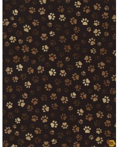 Dogs Rule Happiness has Paws: Paw Print Mud -- Timeless Treasures Fabric paw-c1846 mud