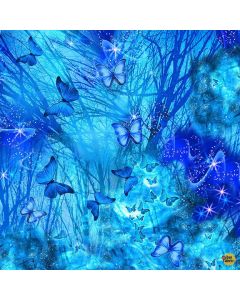Cosmic Butterfly: Bright Night Butterflies Royalty -- Timeless Treasures Fabrics butterfl-cd1836 turquoise - 3 yards remaining