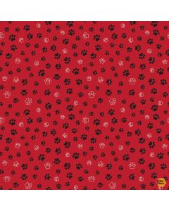 'Cat: Feline Good! Cat Paws Red - Timeless Treasures Fabrics cat-cd2574 red