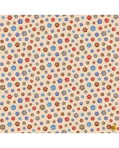 Dogs Rule Friends Fur-Ever: Tossed Dogs Paw Prints -- Timeless Treasures dog-cd2412 tan