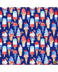 Stars & Stripes: USA Ice Cream Treats - Timeless Treasures Fabrics food-cd3272 navy