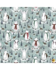 Winter Wildlife Yeti for Winter: Skiing Winter Yeti Scenic -- Timeless Treasures Fabrics gail-cd2018 winter