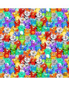 Cat: Live Love Meow: Packed Rainbow Cats - Timeless Treasures Fabric gail-cd3336 multi 