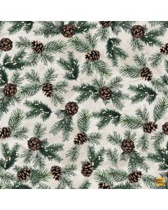 Welcome Winter: Pine Needles & Pinecones - Timeless Treasures Fabrics Katie-cd4264 cream - presale July