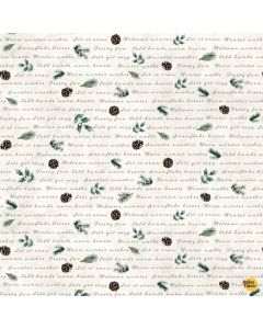Welcome Winter: Winter Script with Icons - Timeless Treasures Fabrics Katie-cd4265 ivory - presale July