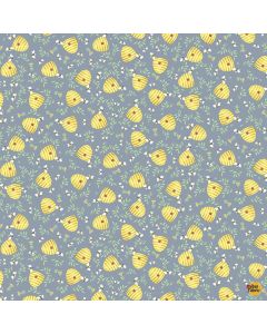 Honey Bear: Tossed Bee Hives & Bees - Timeless Treasures Fabric kidz-cd3492 grey