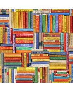 Sew Strong: Sewing Library Books -- Timeless Treasures Fabrics library-cd2597 multi - 2 yards 28" remaining