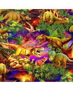 Dino Roars: Dinosaur Sunset -- Timeless Treasures Fabrics Michael-CD2407 sunset