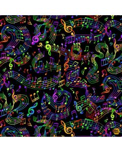Painted Guitar: Multi Music Notes - Timeless Treasures Fabric music-cd3675 multi