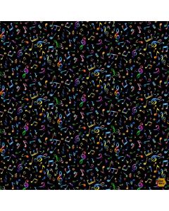 Painted Guitar: Tiny Music Notes - Timeless Treasures Fabric music-cd3676 black