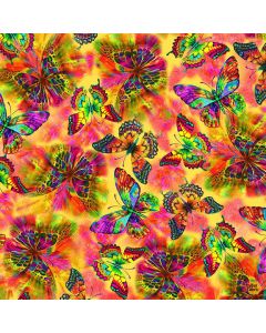 Nature's Glow Butterfly Garden: Flying Electric Butterflies -- Timeless Treasures Fabrics nature-cd2153 electric
