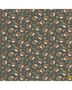 Into The Woods: Hedgehogs and Mushrooms -- Timeless Treasures Fabrics nature-cd2262 slate
