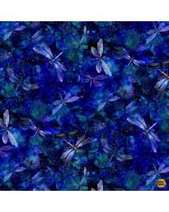 Dragonfly Illusion: Tossed Dragonflies & Spots Night -- Timeless Treasures Fabrics nature-cd3207 night  