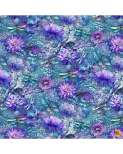 Dragonfly Mist: Flying Dragonflies & Floral - Timeless Treasures Fabric nature-cd3894 multi 