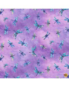 Dragonfly Mist: Flying Dragonflies Lavender - Timeless Treasures Fabric nature-cd3895 lavender