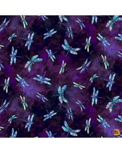 Dragonfly Mist: Flying Dragonflies Purple - Timeless Treasures Fabric nature-cd3895 purple