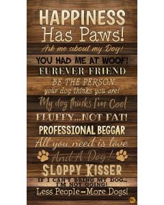 Dogs Rule Happiness Has Paws: Dog Panel (2/3 yard) -- Timeless Treasures Fabric panel-cd3316 brown