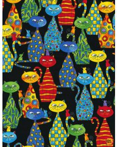 Cat: Packed Cats - Timeless Treasures Fabrics pat-cd4217 black