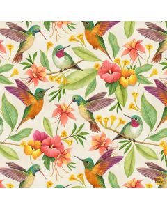Tropical: Hummingbird & Tropical Florals - Timeless Treasures Fabrics rosie-cd1915 multi - 3 yards 13" + FQ remaining