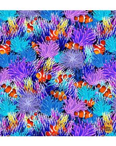 Ocean Life: Coral Reef Fish - Timeless Treasures Fabrics sea-cd3129 multi 