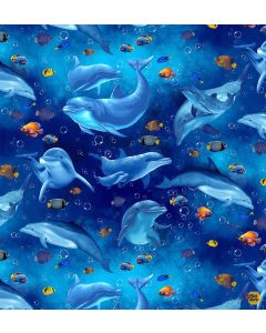 Ocean Life: Playful Dolphins and Fish - Timeless Treasures Fabrics sea-cd3131 ocean 