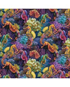 Oceana: Reef Seahorses - Timeless Treasures Fabric sea-cd3813 multi