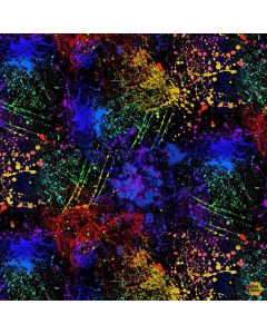 Painted Guitar: Colored Paint Splatter - Timeless Treasures Fabric texture-cd3678 black