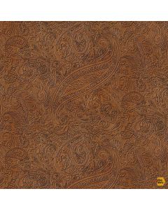Home on the Range: Tooled Leather Paisley - Timeless Treasures Fabric west-cd3864 leather 