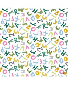 Alphabet Soup: Alphabet Soup Letters -- Dear Stella Fabric stella-d2886 white