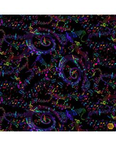 Jazz Fusion: Twisted Spiral Music Notes -- Timeless Treasures Fabrics music-cd2234 black