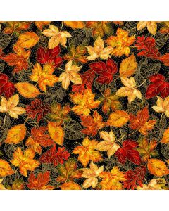 Thankful: Fall Leaves Metallic- Timeless Treasures Fabric Harvest-cm3642 autumn