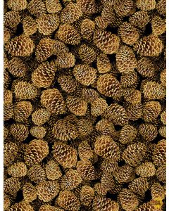 Thankful: Packed Pinecones - Timeless Treasures Fabric Holiday-CM1282 brown
