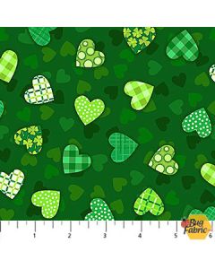 Lucky: Green Hearts - Northcott/Patrick Lose Fabrics 10524-74