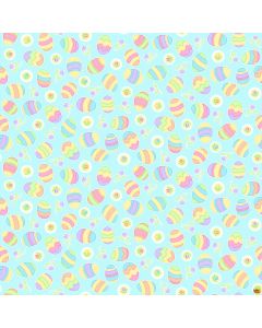 Easter Wishes: Egg Hunt Aqua - Northcott/Patrick Lose Fabrics 10538-60 