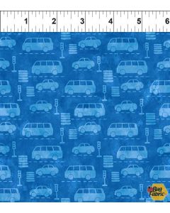 On The Go: Cars Blue - In The Beginning Fabric 10KFA-1 