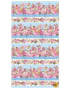 Flower Fairies Spring Song: Border Stripe Blue -- Michael Miller Fabrics DDC12247-blue-d