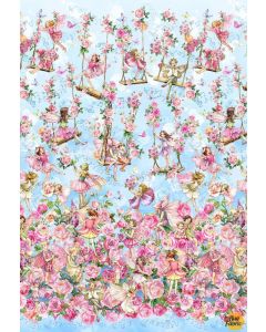 Flower Fairies Spring Song: Border Blue -- Michael Miller Fabrics DDC12248-blue-d