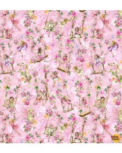 Flower Fairies Spring Song: Garden Swings Pink -- Michael Miller Fabrics DDC12250-pink-d