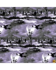 Hocus Pocus Halloween Glow -- Cemetery Scene Glow in the Dark -- Blank Quilting 1574g-95