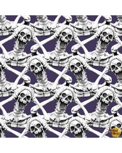Hocus Pocus Halloween Glow -- Screaming Skeletons Glow in the Dark -- Blank Quilting 1578g-55 purple