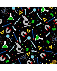 Top of Class: Science Icons Black -- Blank Quilting 1710-99