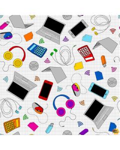 Top of Class: Computer and Tech Items White -- Blank Quilting 1715-01