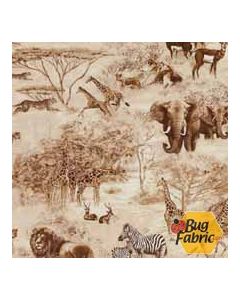 Wild at Heart: Wildlife Scenic Sepia - Timeless Treasures wild-c9270 sepia - .75 yards remaining