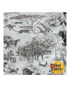 Wild at Heart: Wildlife Scenic Grey - Timeless Treasures wild-c9270 grey - 2 yards 22" + FQ remaining