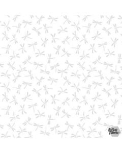 Morning Mist: White on White Dragonflies -- Blank Quilting 1908-01w - 2 yards 13" + FQ remaining